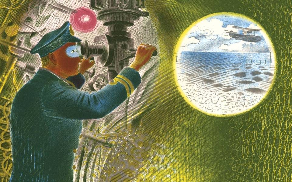 Eric Ravilious, Commander Looking Through the Periscope from the Submarine Series (1940-41)