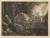 An etching by Graham Sutherland of a farming scene in a wood. A man bends over with hay strapped to his back in front of a triangular pile of hay..