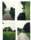 4 photographs of a round gate with swirling patterns within it being erected between gateposts