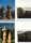 Four photographs of pillar like sculptures made up of differently shaped cylinders