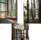 Three photographs of a sculpture surrounded by trees