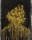 Abstract portrait of gold swirls in shape of a head and shoulders on black background