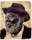 A man with a grey beard and hat drawn in biro over an aged maps.